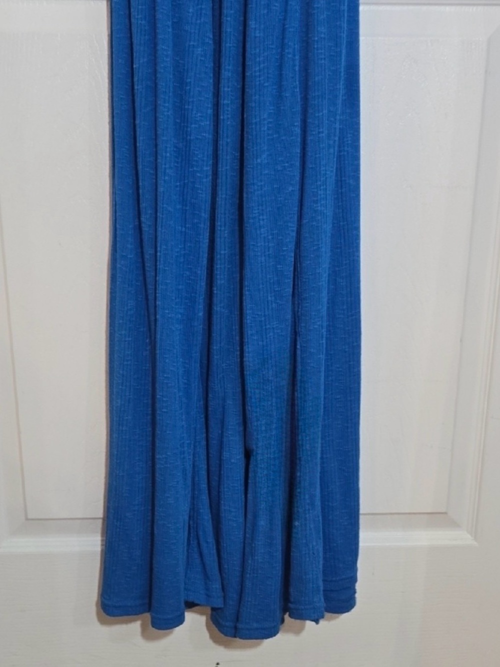 Free People Beach Halter Maxi Dress – Open Back Blue Boho Dress • Size L/XL - Picture 4 of 8